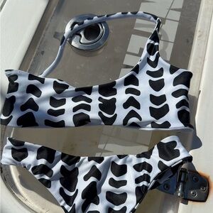 Handmade Black and White Patterned Bikini